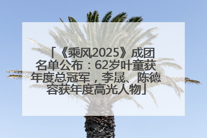《乘风2025》成团名单公布：62岁叶童获年度总冠军，李晟、陈德容获年度高光人物