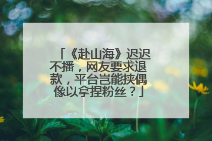 《赴山海》迟迟不播，网友要求退款，平台岂能挟偶像以拿捏粉丝？