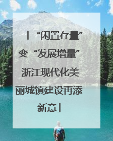 “闲置存量”变“发展增量” 浙江现代化美丽城镇建设再添新意