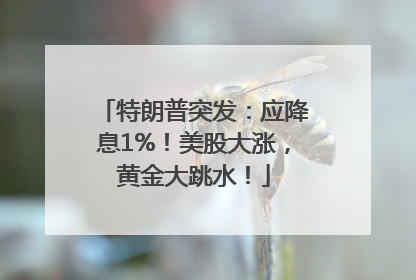 特朗普突发：应降息1%！美股大涨，黄金大跳水！