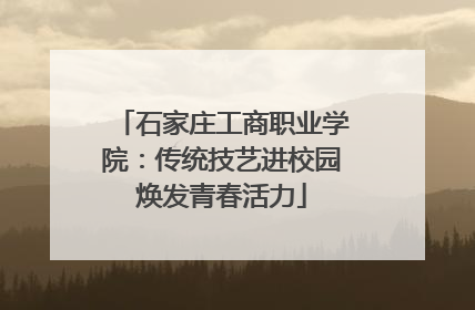 石家庄工商职业学院：传统技艺进校园焕发青春活力