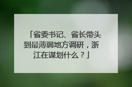 省委书记、省长带头到最薄弱地方调研，浙江在谋划什么？