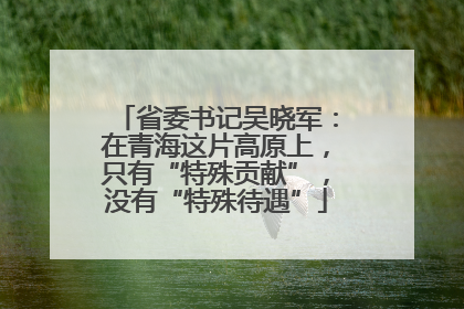 省委书记吴晓军：在青海这片高原上，只有“特殊贡献”，没有“特殊待遇”