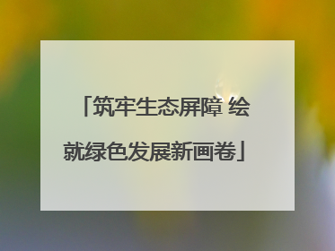 筑牢生态屏障 绘就绿色发展新画卷