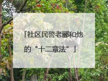 社区民警老郦和他的“十二章法”