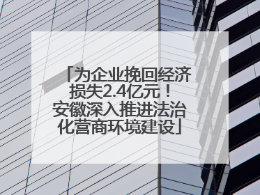 为企业挽回经济损失2.4亿元！安徽深入推进法治化营商环境建设