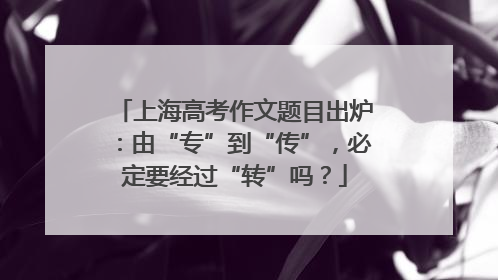 上海高考作文题目出炉：由“专”到“传”，必定要经过“转”吗？