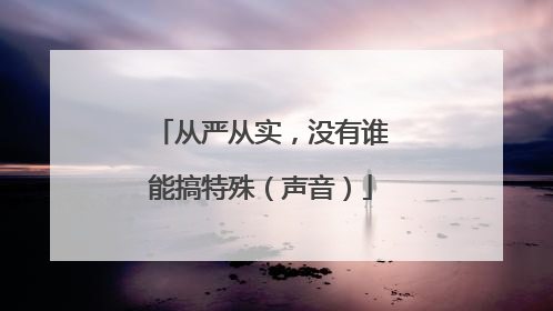 从严从实，没有谁能搞特殊（声音）
