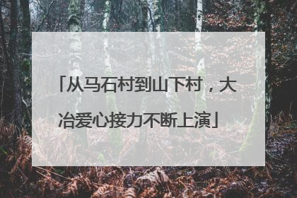 从马石村到山下村，大冶爱心接力不断上演