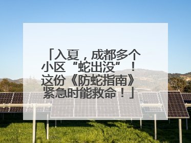 入夏，成都多个小区“蛇出没”！这份《防蛇指南》紧急时能救命！