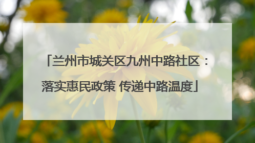 兰州市城关区九州中路社区：落实惠民政策 传递中路温度