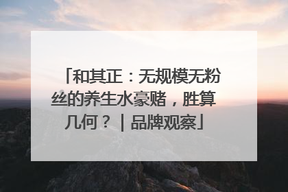 和其正：无规模无粉丝的养生水豪赌，胜算几何？｜品牌观察