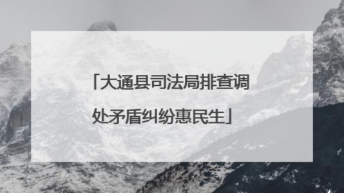 大通县司法局排查调处矛盾纠纷惠民生