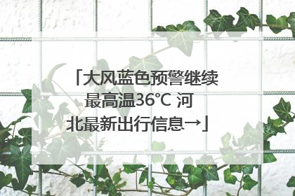 大风蓝色预警继续 最高温36℃ 河北最新出行信息→