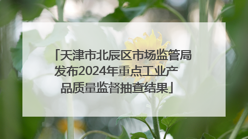 天津市北辰区市场监管局发布2024年重点工业产品质量监督抽查结果