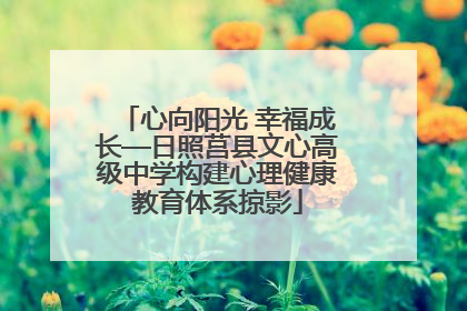 心向阳光 幸福成长—日照莒县文心高级中学构建心理健康教育体系掠影