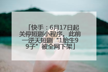 快手：6月17日起关停短剧小程序。此前一逆天短剧“1胎生99子”被全网下架