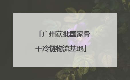 广州获批国家骨干冷链物流基地