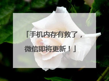手机内存有救了，微信即将更新！