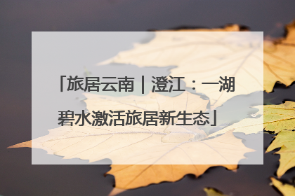 旅居云南｜澄江：一湖碧水激活旅居新生态