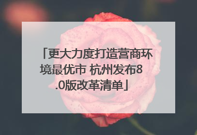 更大力度打造营商环境最优市 杭州发布8.0版改革清单
