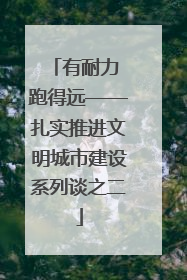 有耐力 跑得远——扎实推进文明城市建设系列谈之二