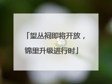 望丛祠即将开放，锦里升级进行时