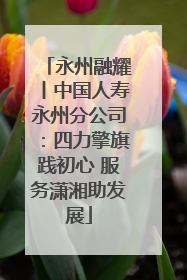 永州融耀丨中国人寿永州分公司：四力擎旗践初心 服务潇湘助发展