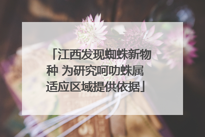 江西发现蜘蛛新物种 为研究呵叻蛛属适应区域提供依据