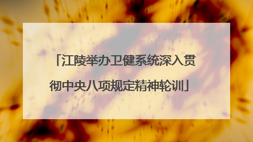 江陵举办卫健系统深入贯彻中央八项规定精神轮训