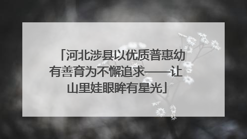 河北涉县以优质普惠幼有善育为不懈追求——让山里娃眼眸有星光