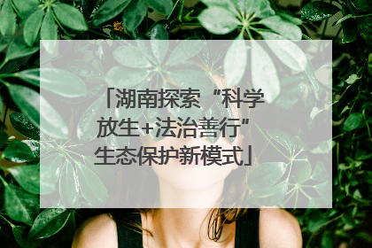 湖南探索“科学放生+法治善行”生态保护新模式