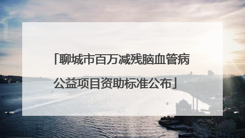 聊城市百万减残脑血管病公益项目资助标准公布