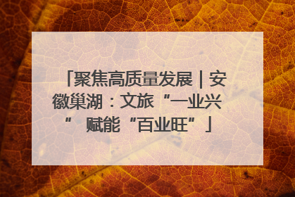 聚焦高质量发展｜安徽巢湖：文旅“一业兴” 赋能“百业旺”