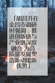 胡昌升在金昌市调研时强调：推进创新链与产业链深度融合 为高质量发展塑造新动能新优势