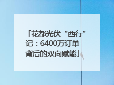 花都光伏“西行”记：6400万订单背后的双向赋能