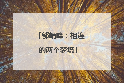邬峭峰：相连的两个梦境