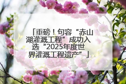 重磅！句容“赤山湖灌溉工程”成功入选“2025年度世界灌溉工程遗产”