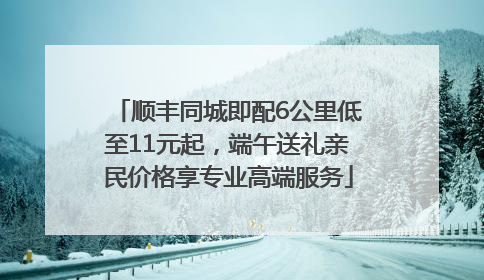 顺丰同城即配6公里低至11元起，端午送礼亲民价格享专业高端服务