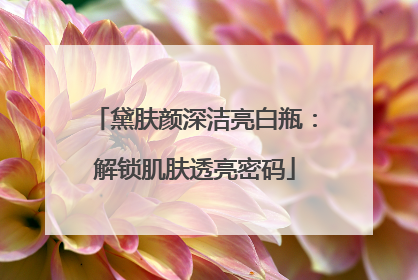黛肤颜深洁亮白瓶：解锁肌肤透亮密码